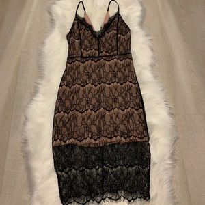 LUSH Tan and Black Lace Dress